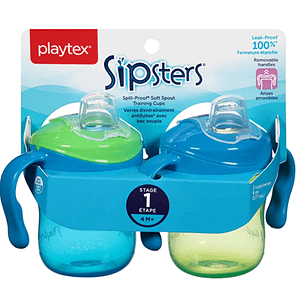 Playtex Sipsters Stage 1 Spill-Proof, Leak-Proof, Break-Proof Soft Spout Sippy Cups
